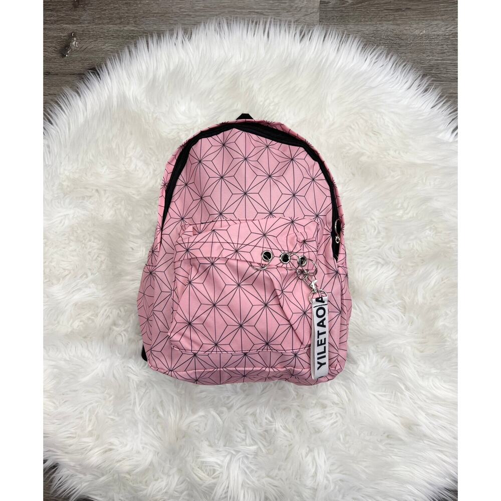 Pink Geometric Designed Backpack 16"‎ X 11" NEW